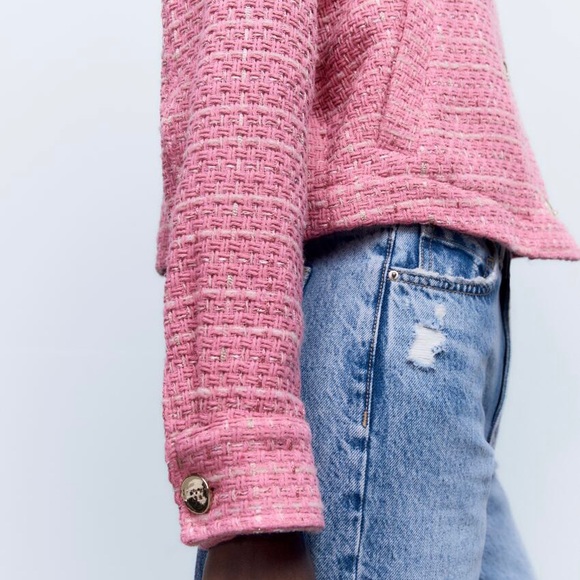 Zara Pink Textured Jacket - Picture 4 of 9
